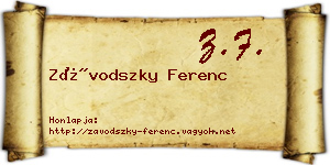 Závodszky Ferenc névjegykártya