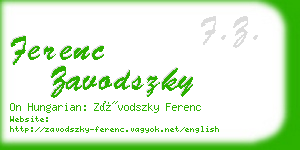 ferenc zavodszky business card